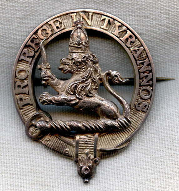 Silver Scottish Date Stamped 1907-1908 MacDowal Clan Badge from Edinburgh