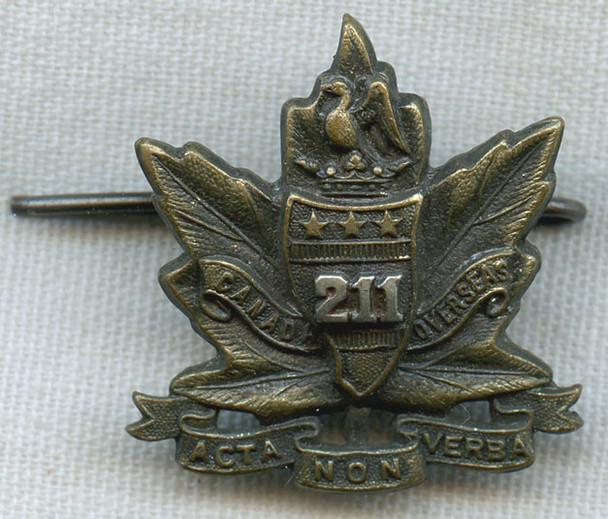 WWI 211th Overseas Battalion Canadian Expeditionary Forces (CEF) Collar Insignia
