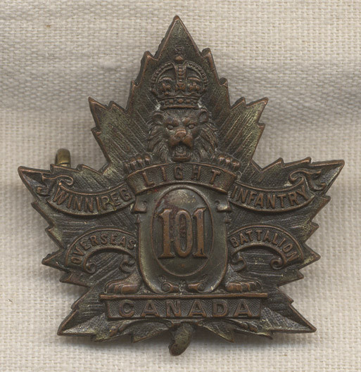 101st Overseas Battalion Canadian Expeditionary Force (CEF) Badge for Winnipeg Light Infantr