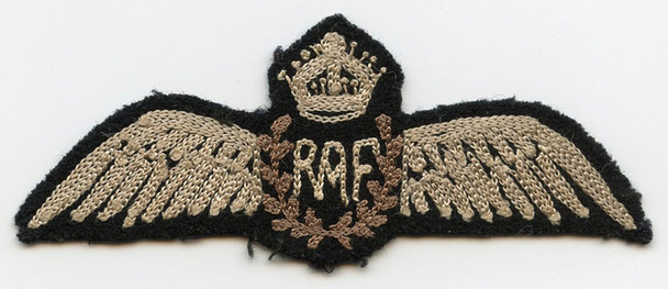 Great Variant WWII RAF (Royal Air Force) Pilot Wing Indian-Made Chainstitched Silk on Wool