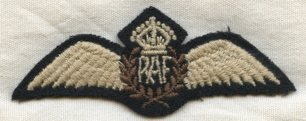 WWII RAF (Royal Air Force) Pilot Wing, Flat for Battle Dress