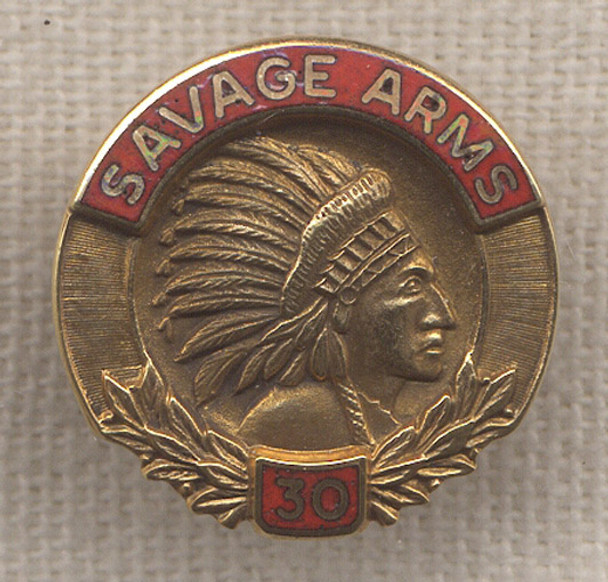1950s Savage Arms 10K Gold 30 Years of Service Pin
