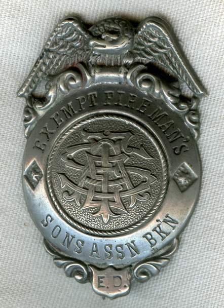 1890s Brooklyn, New York Fire Exempt Fireman's Sons Assoc. Eastern District Badge