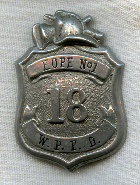 Circa 1880s West Philadelphia, PA Fire Dept. Hope Fire Co. No. 1 FiremanÕs Badge