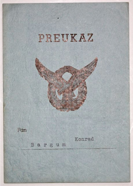 Very Rare Slovakian Pilot Badge Award Document to a Luftwaffe Pilot Konrad Bargum