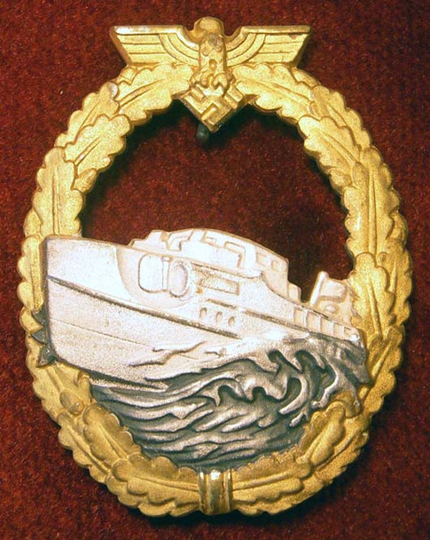 WWII German E-Boat Badge Type 1 - Extremely Rare in This Condition