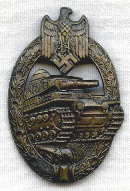Minty, High Quality Panzer Assault Badge in Scarce Bronze Grade by A.S.