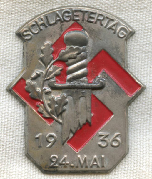 1936 Schlagetertag (Albert Leo Schlageter Day) Tinnie Swastika and Broken Sword