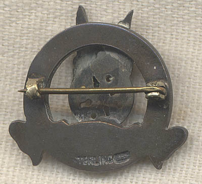 Sterling Circa 1914-1919 WWI "Overseas" Club Badge