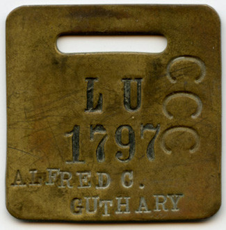Mid-1930s CCC (Civilian Conservation Corps) Member Personal Luggage Tag