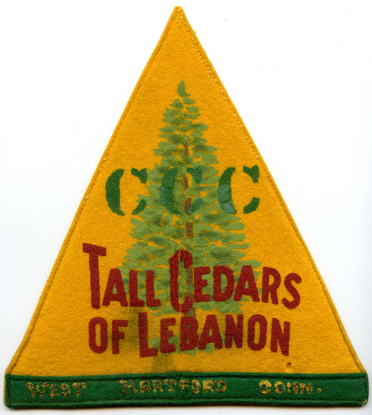 Large 1930s CCC Jacket Patch for Tall Cedars of Lebanon, West Hartford, Connecticut