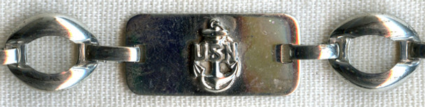 WWII USN Sweetheart Bracelet in Sterling Silver with CPO Emblem