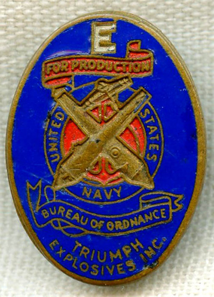 Great WWII Triumph Explosives E for Excellence Pin