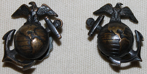 Nice, Salty Pair of USMC EM Undress "Greens" WWII Collar EGAs
