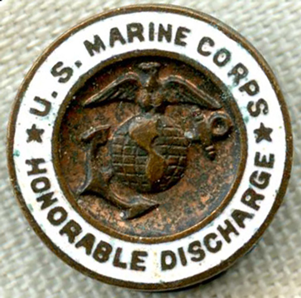Rare WWI USMC Honorable Discharge Lapel Stud