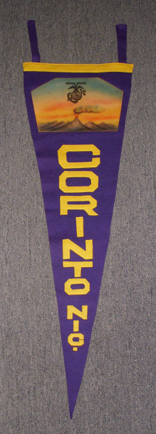 Ext. Rare 1920s-1930s USMC Souvenir Pennant from Corinto, Nicaragua Circa "Banana Wars"