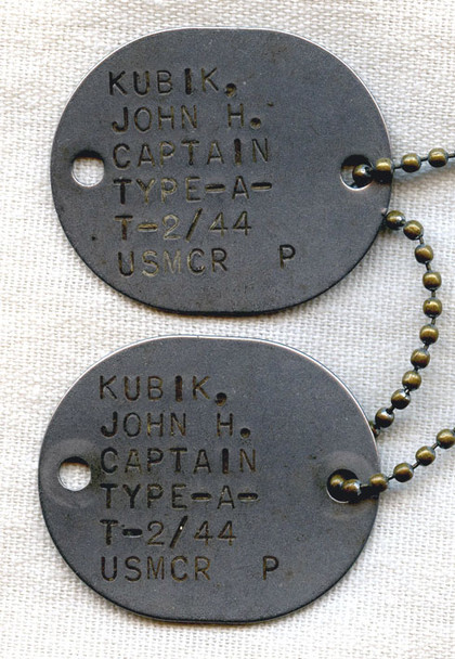 Rare Pair of WWII USMCR Captain Dog Tags
