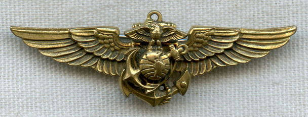 Very Rare 1930s US Marine Corps Unofficial Shirt Size Pilot Wing by H&H Imperial