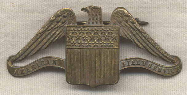 Early WWII Locally-Made (N. Africa-Egypt) American Field Service Hat Badge