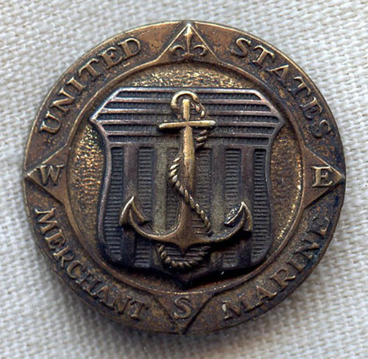 Sterling WWII US Merchant Marine Officer Collar Insignia by A.E. Co.