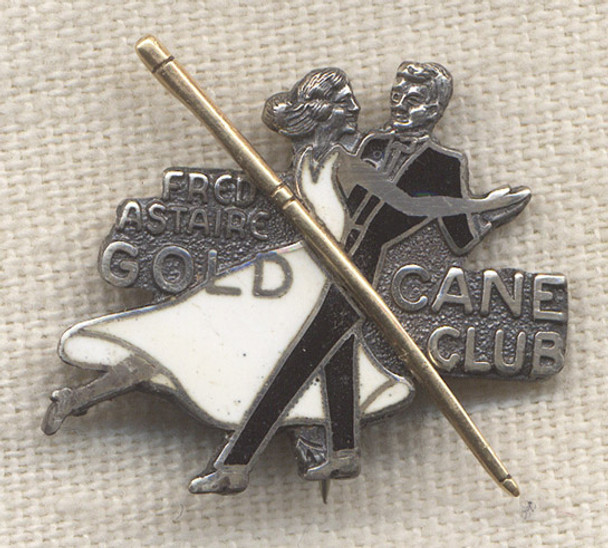 Silver and Gold Fred Astaire Gold Cane Club Lapel Pin