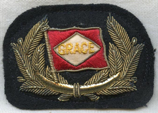 Beautiful 1930s Grace Lines (W. R. Grace & Co.) Shipping Hat Badge