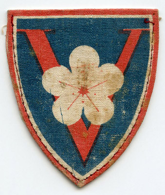 WWII Chinese 5th Army Patch with Chop, Date & Characters on Back