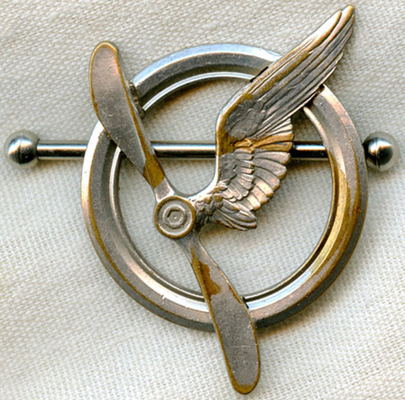 Beautiful WWI Type I French Air Crew Badge Numbered 2564