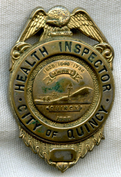 Nice Old 1920s-1930s Health Inspector Badge from Quincy, MA