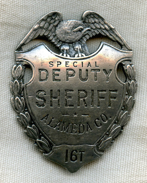 Nice Old 1920s-1930s Alameda Co., California Special Deputy Sheriff Badge by Ed Jones & Co.