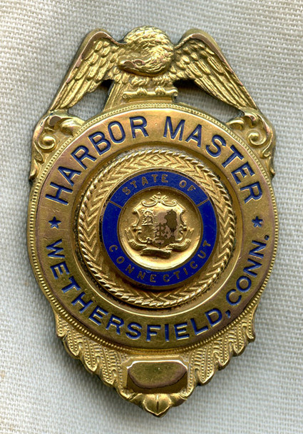 Beautiful Ca. 1951 Wethersfield, Connecticut Harbormaster Badge Named to Original Owner