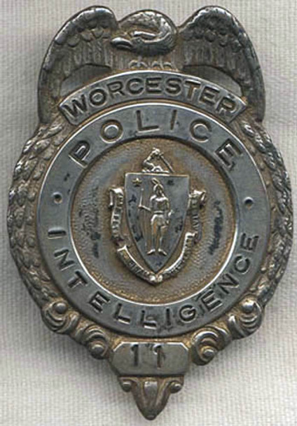 Circa 1920s Worcester, Massachusetts Police Intelligence Badge