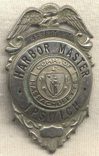 Great 1950s Ipswich, Massachusetts Assistant Harbor Master Badge