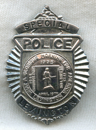 Late 1950s Lexington, Massachusetts Special Police Badge in Shirt Size for Summer Wear