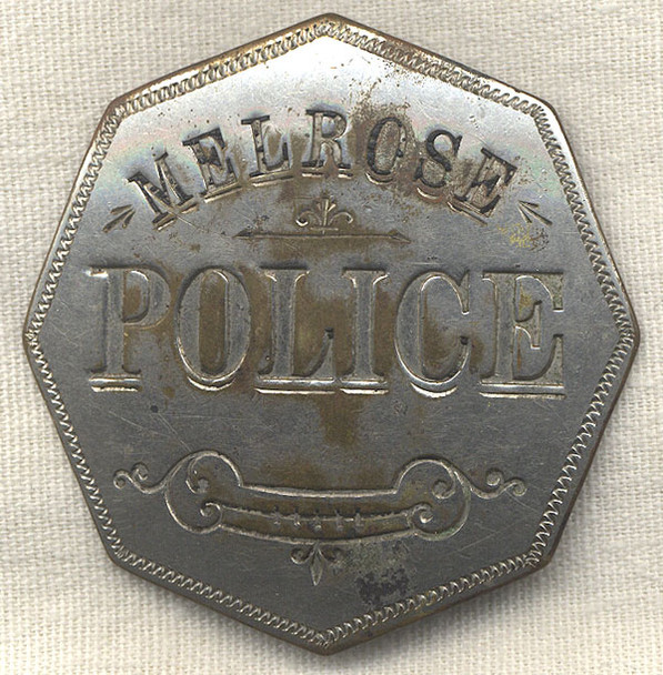 Nice 1880s Melrose, Massachusetts Octagonal Police Badge