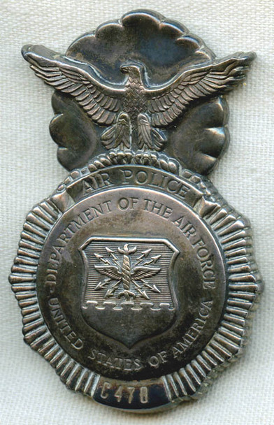 Scarce Early 1960s USAF Air Police Badge Numbered C470