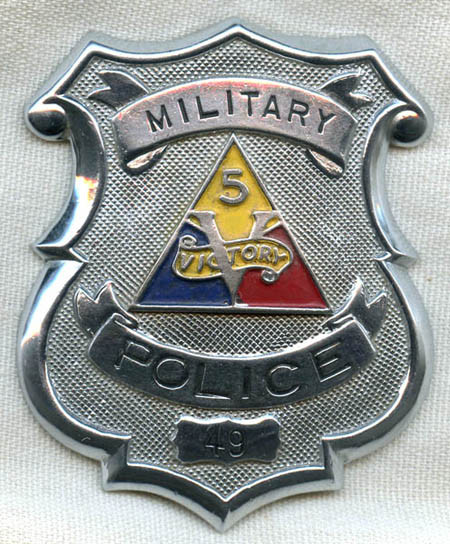 Fabulous Circa 1942-1943 US Army 5th Armored Division Military Police Badge