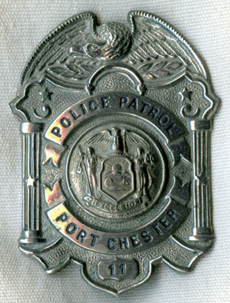 Ca 1910s Port Chester, New York Police Patrol Badge (Early Patrol Car Reference)