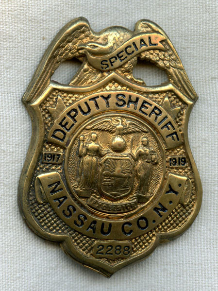 1917-1919 Special Deputy Sheriff Badge from Nassau County, New York