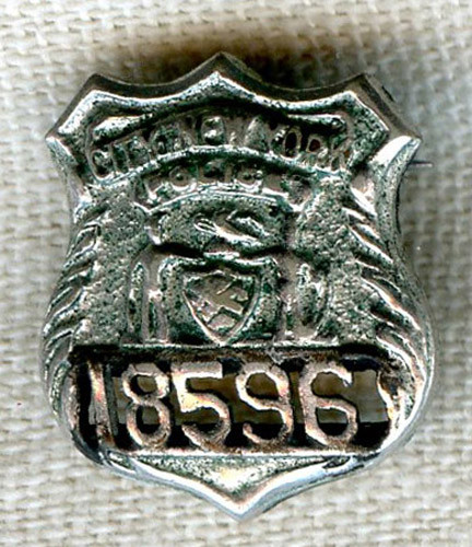 Miniature 1930s New York City (NYC) Patrolman Badge #18596