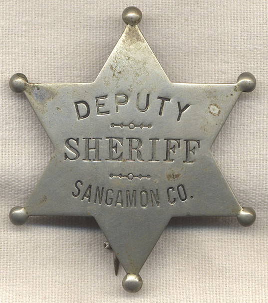 Great 1890s - 1900 Sangamon County, Michigan Deputy Sheriff Badge