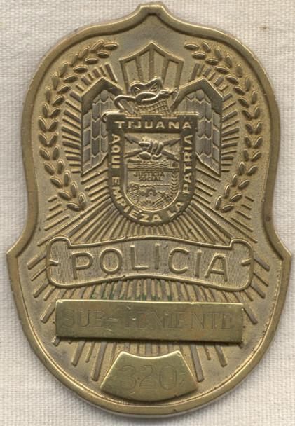 Older Tijuana, Mexico Police Officer's Badge