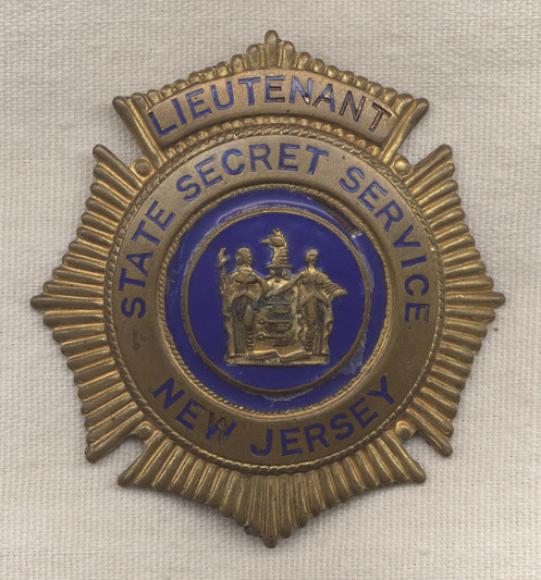 1930s New Jersey State Secret Service Lieutenant Badge