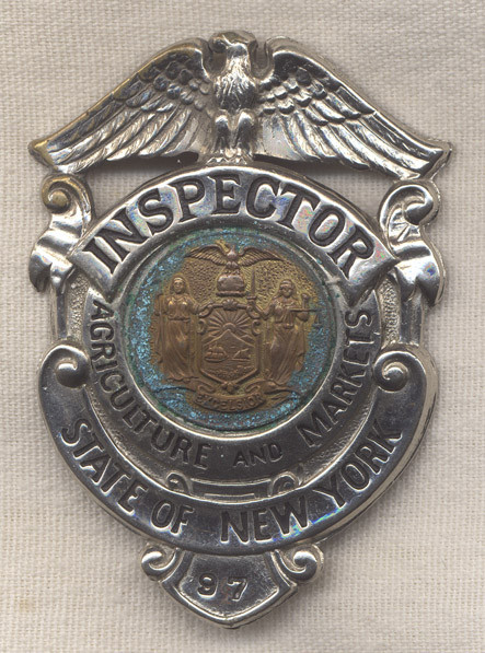 1920s New York State Agriculture and Markets Inspector Badge