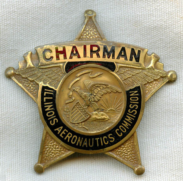 Great Early 1930s Illinois Aeronautics Commission Chairman's Badge