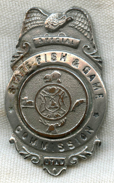 Rare 1920s-1930s Utah State Fish & Game Commission Special Warden Badge