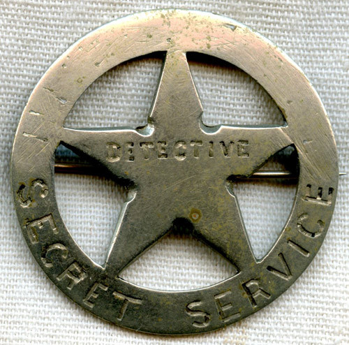 Great Old 1880s-1890s Jeweler-Made Detective Secret Service Circle Star Badge