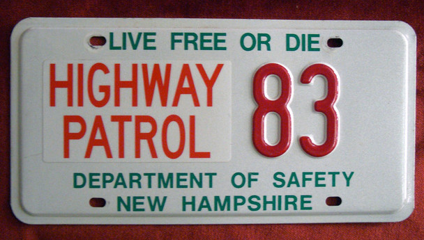 Ext. Rare NHHP (New Hampshire Highway Patrol) Motor Vehicle License Plate Used Early 2000s