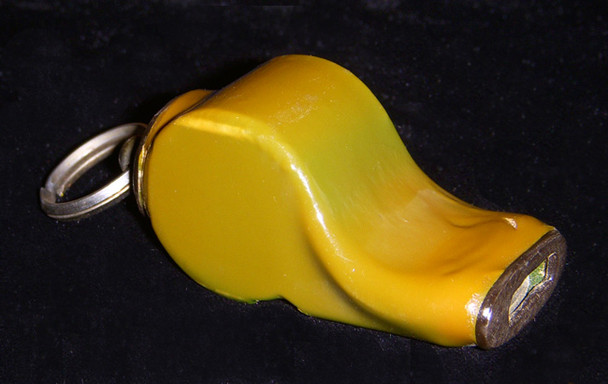 Antique Police Whistle in Yellow-Green Celluloid from the 1920s