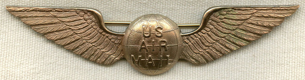 Beautiful Circa 1930 US Air Mail Pilot Wing in Rolled Gold